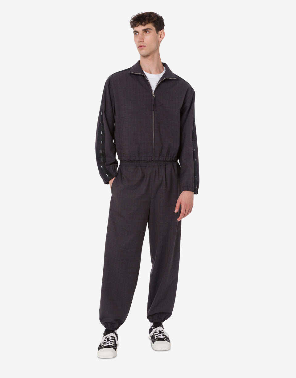 Pantalón de tela de mezcla de lana elástica Gris oscuro Moschino 0