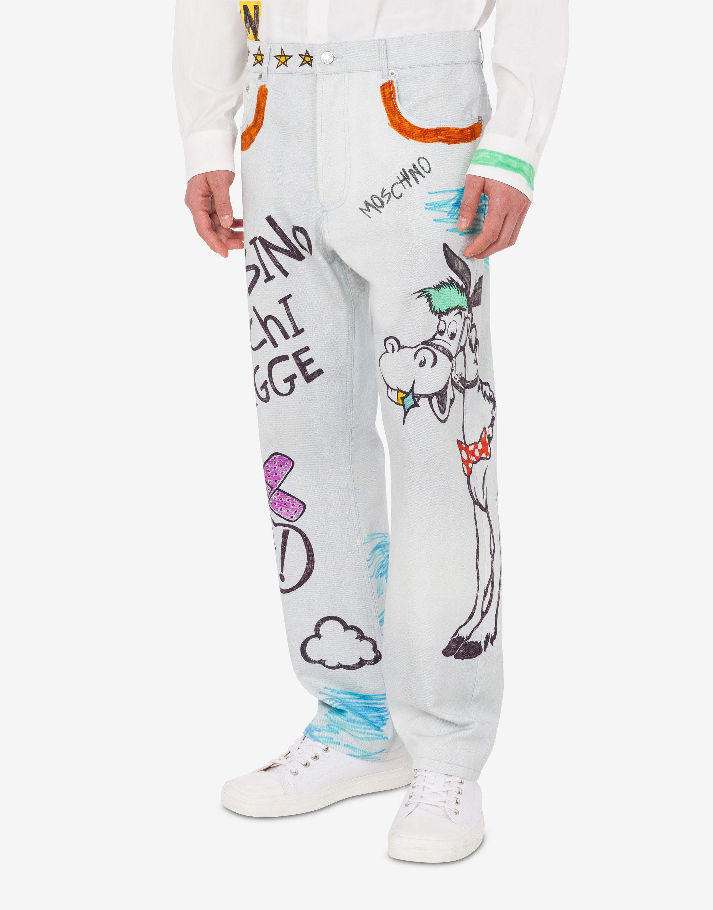 Printed cotton bull trousers | Moschino