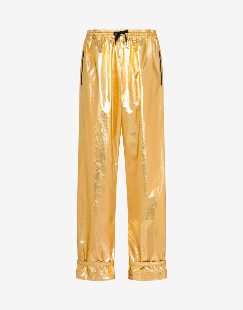 Pantalón de muselina de algodón laminada Gold Moschino 4