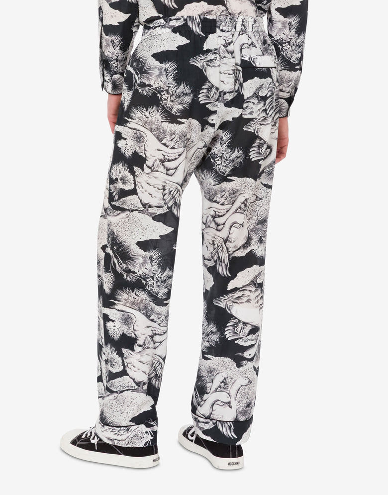 轻质棉府绸鹅纹长裤 黑色 Moschino 3