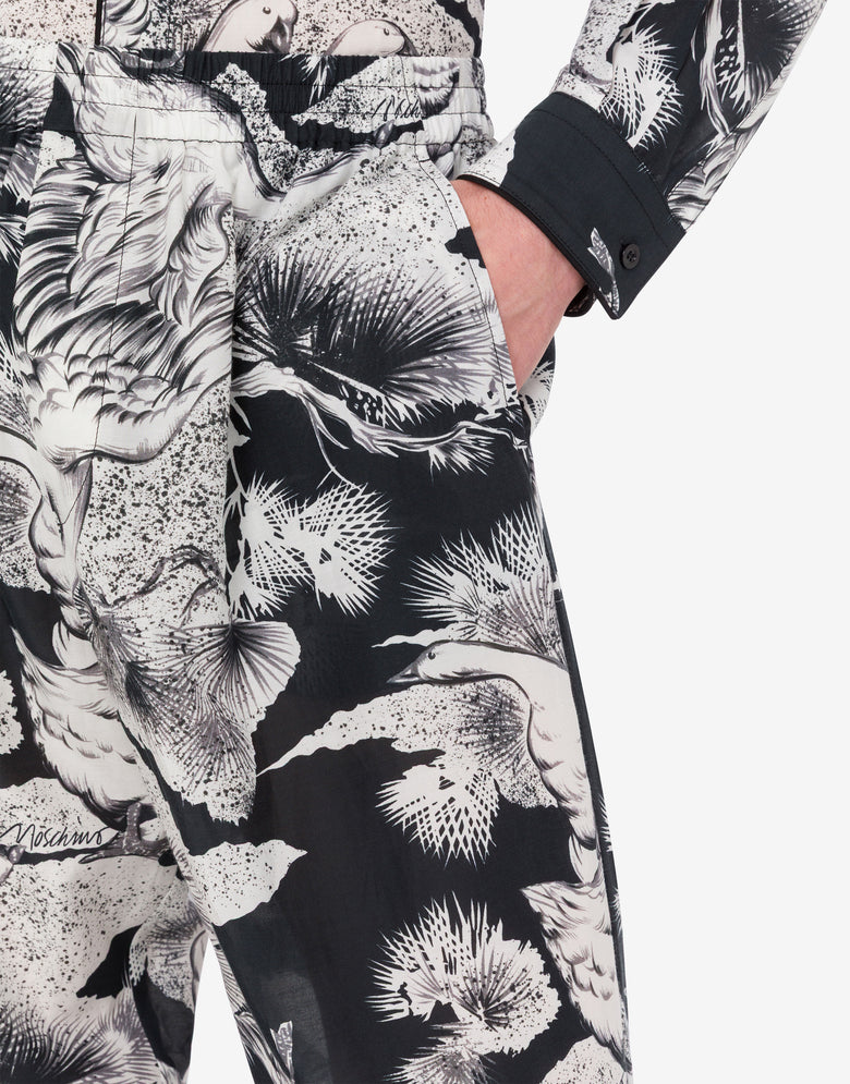 轻质棉府绸鹅纹长裤 黑色 Moschino 4