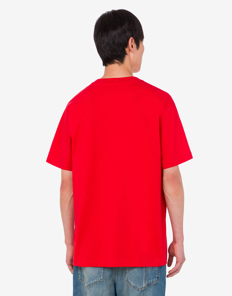 有机棉针织T恤，印花设计 红色 Moschino 3