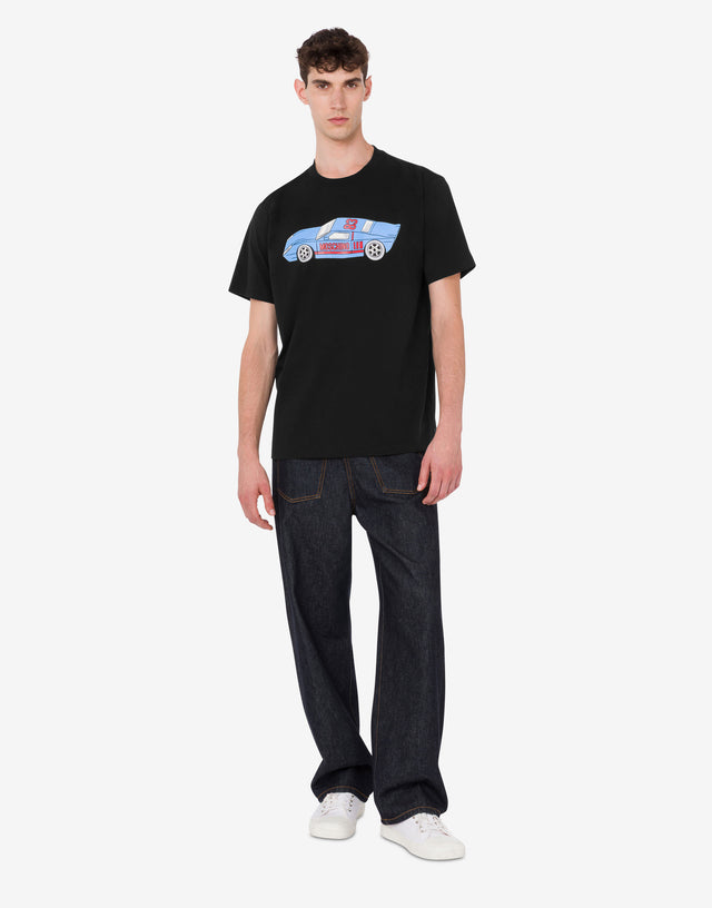 Camiseta estampada de jersey de algodón orgánico Negro Moschino 1