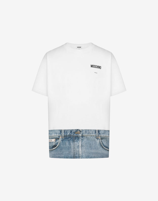 Camiseta estampada de jersey de algodón orgánico Blanco Moschino 0