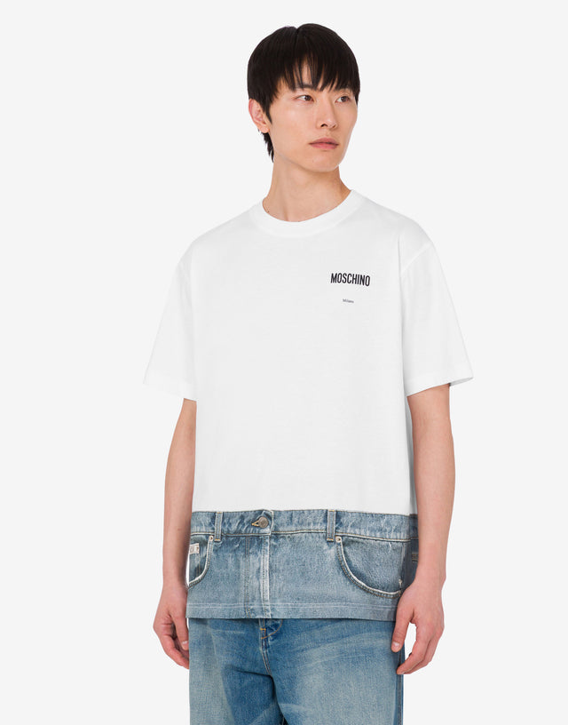 Printed organic cotton jersey T-shirt White Moschino 1