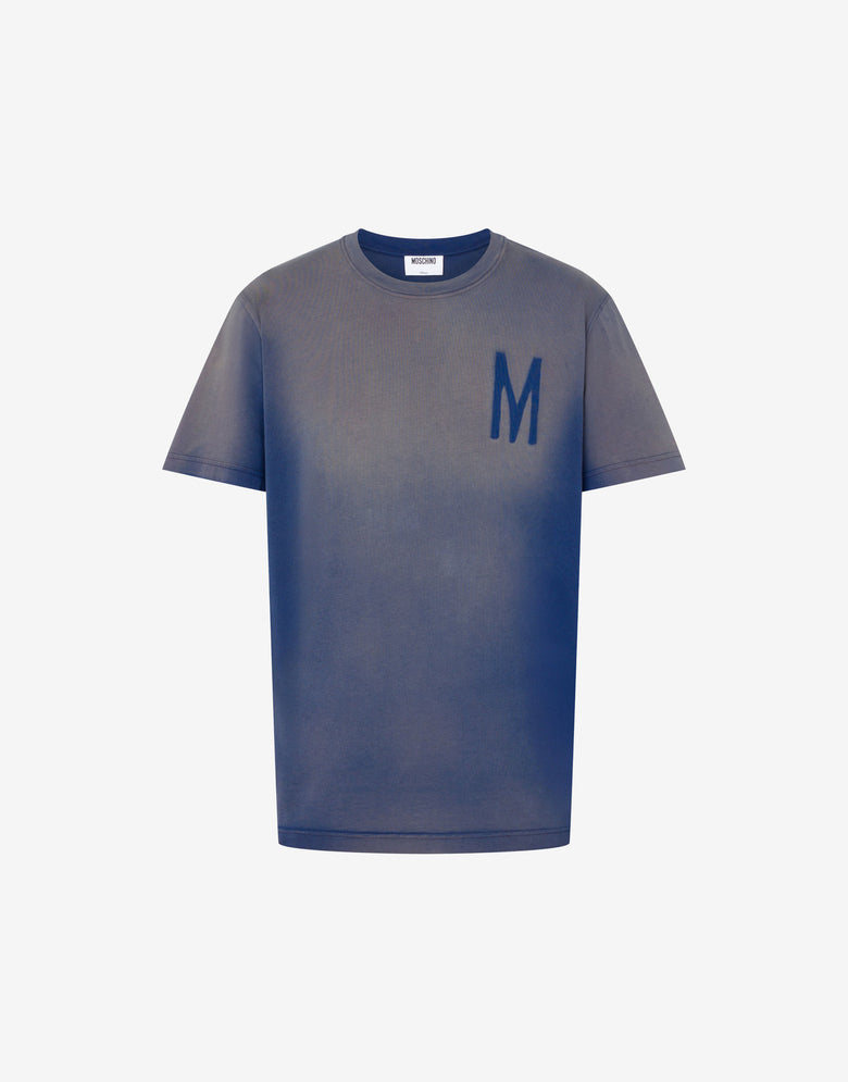 Printed organic cotton jersey T-shirt Blue Moschino 4