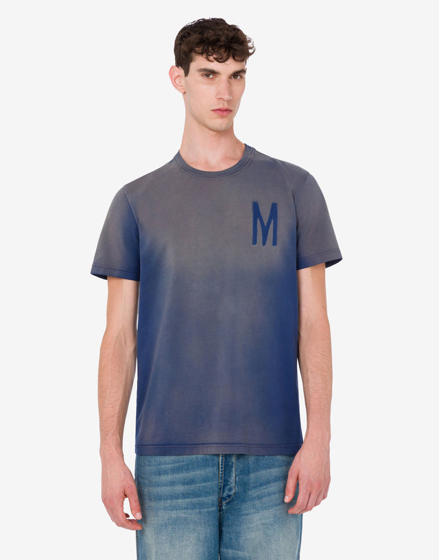 Printed organic cotton jersey T-shirt Blue Moschino 0