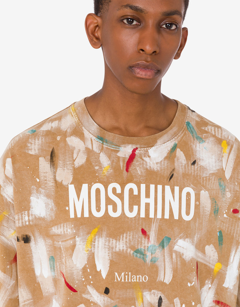 有机棉针织印花T恤 米色 Moschino 4