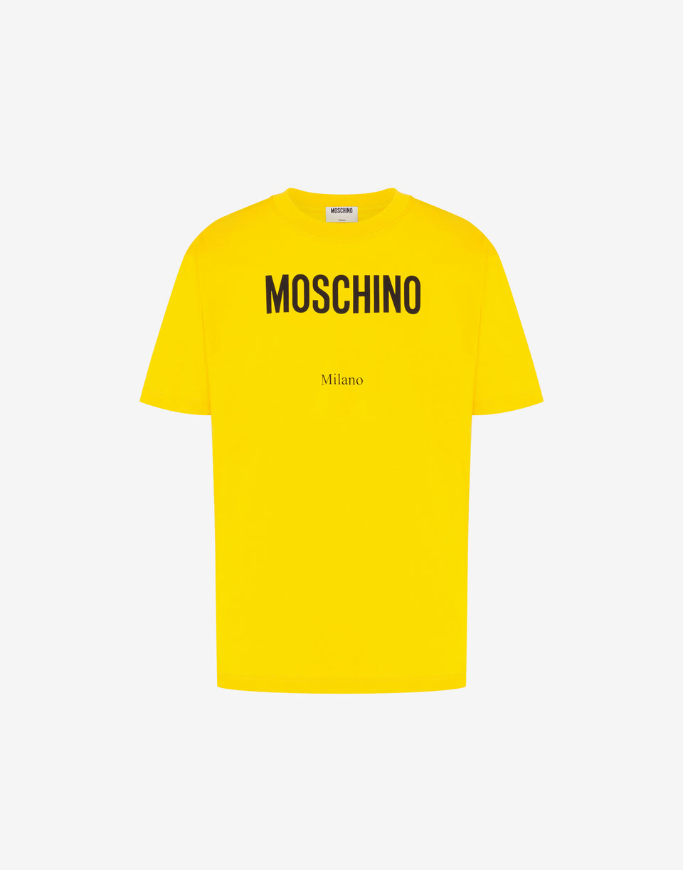 有机棉针织T恤，印花设计 黄色 Moschino 0
