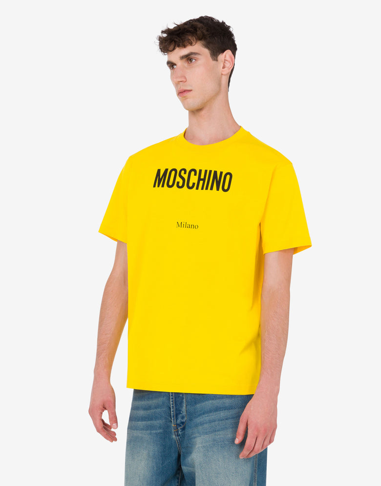 有机棉针织T恤，印花设计 黄色 Moschino 2