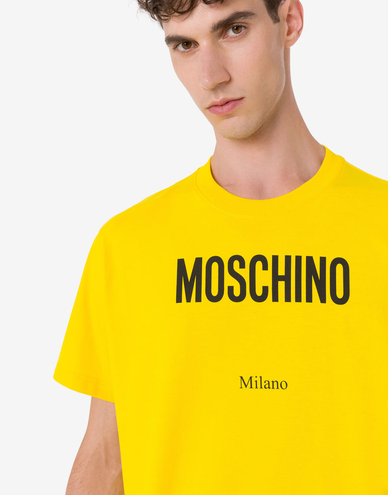 有机棉针织T恤，印花设计 黄色 Moschino 4
