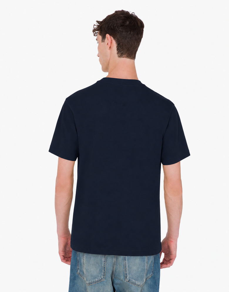Camiseta estampada de jersey de algodón orgánico Azul oscuro Moschino 3