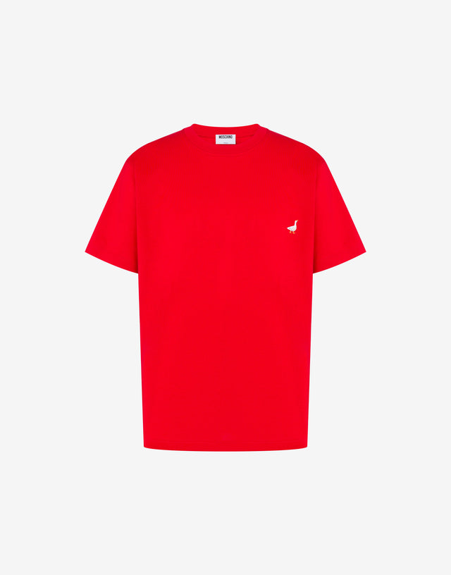 Camiseta de jersey de algodón orgánico Goose Rojo Moschino 0
