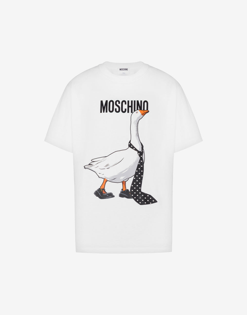 有机棉针织T恤 Goose 白色 Moschino 0