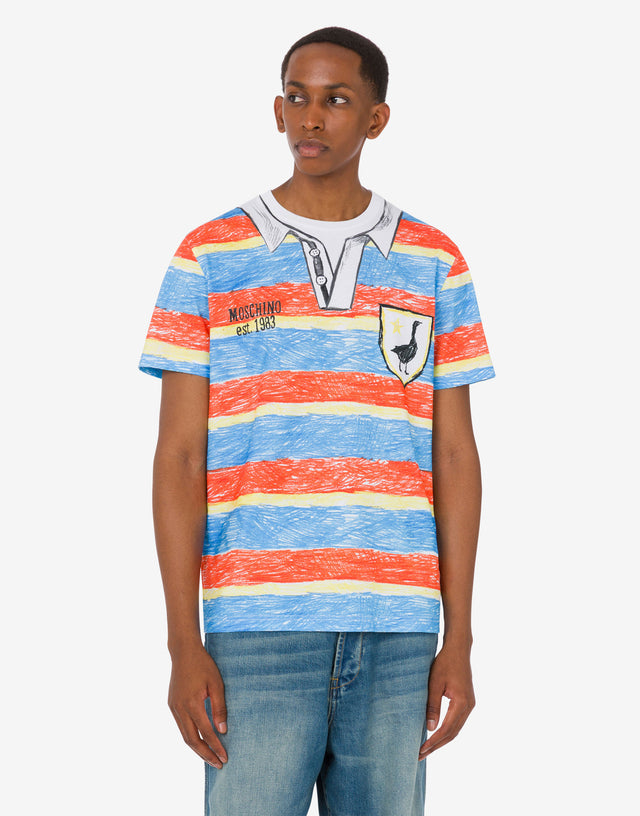 Camiseta estampada de jersey de algodón orgánico Multicolor Moschino 0