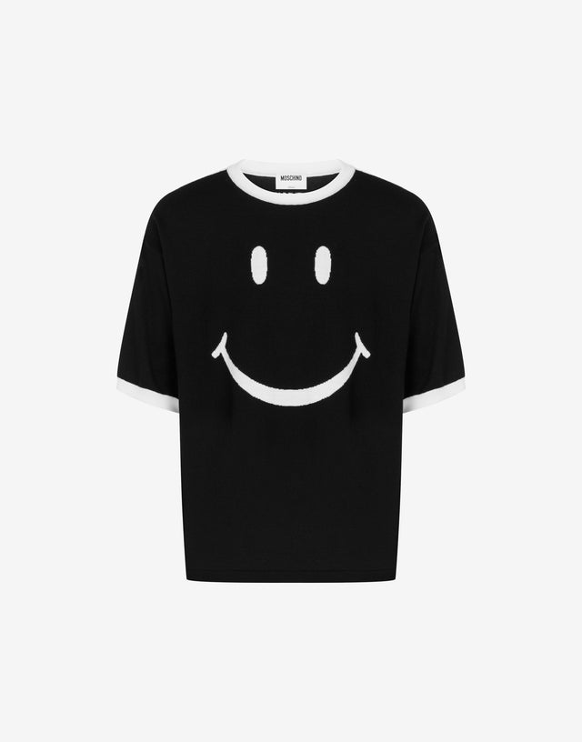 超细美利奴羊毛针织衫 Smiley® 黑色 Moschino 0