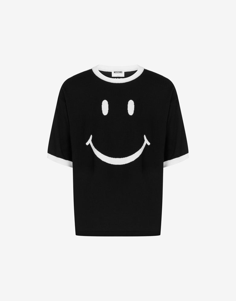 超细美利奴羊毛针织衫 Smiley® 黑色 Moschino 4