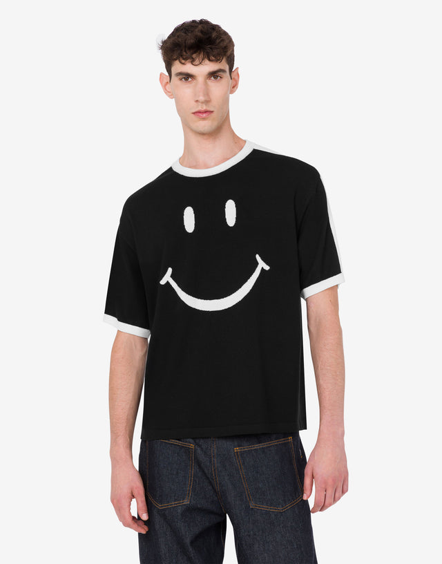 超细美利奴羊毛针织衫 Smiley® 黑色 Moschino 0