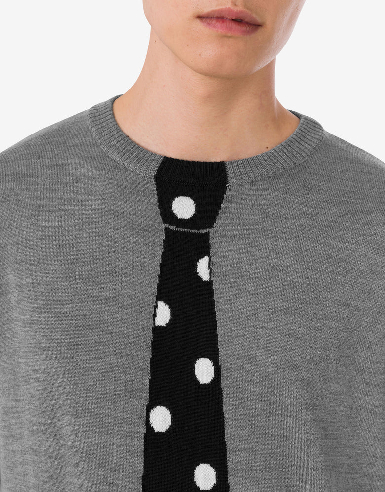 超细美利奴羊毛嵌花针织衫 灰色 Moschino 4