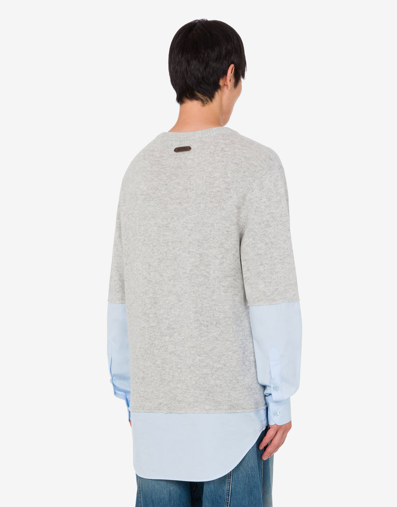 Wool and cashmere blend pullover Grey Moschino 3
