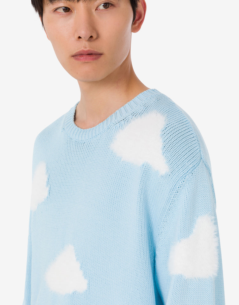 有机棉混纺套头衫 Archive Cloud 天蓝色 Moschino 4