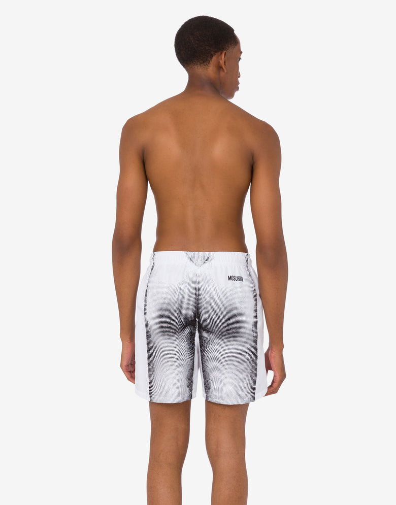 Bañador bóxer de nylon estampado Blanco Moschino 1