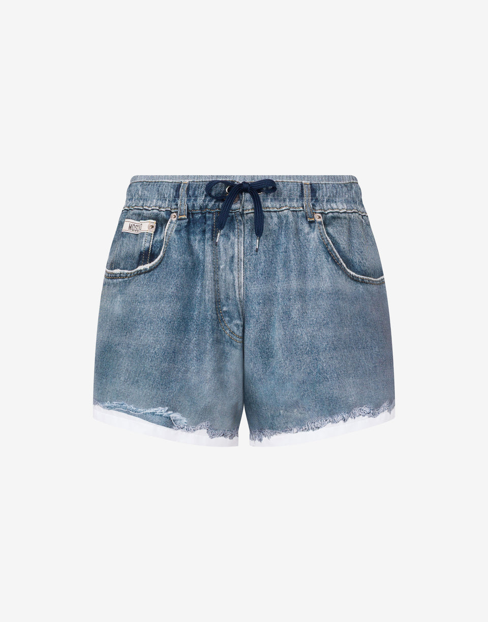 Bóxers de baño de nylon estampado Blue Denim Moschino 0