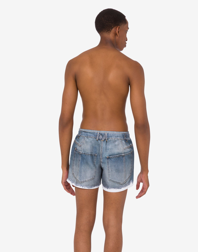 Bóxers de baño de nylon estampado Blue Denim Moschino 2