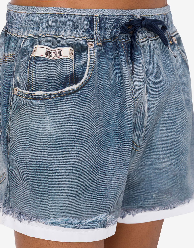 Bóxers de baño de nylon estampado Blue Denim Moschino 3