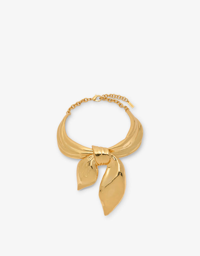 Bow Choker Necklace Gold Moschino 0