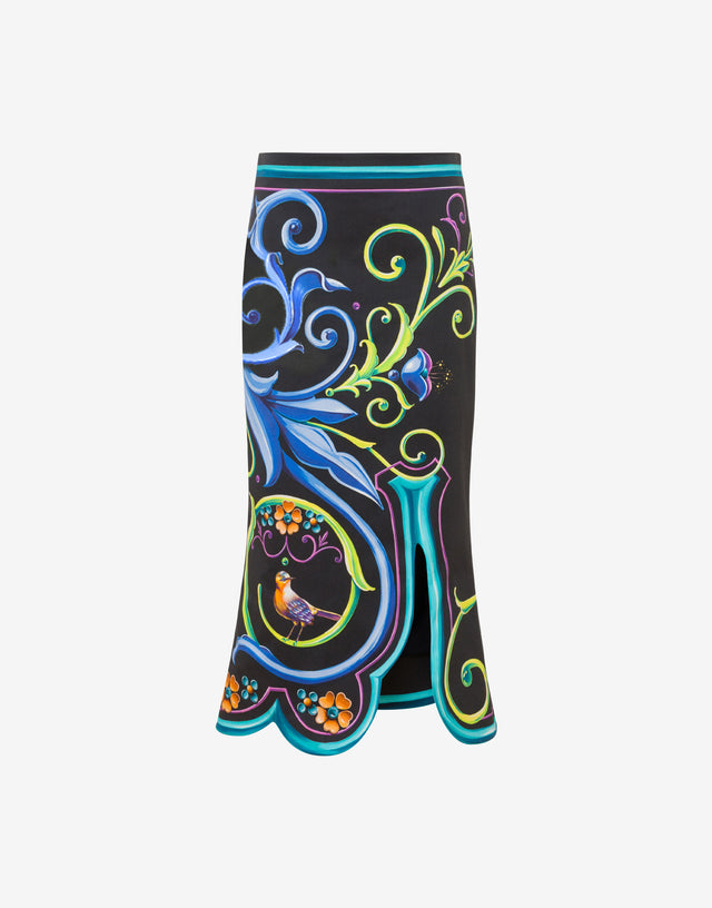 Falda de gabardina de algodón estampada Black Moschino 0