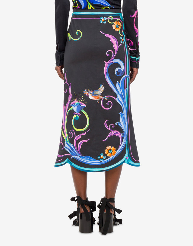 Falda de gabardina de algodón estampada Black Moschino 1