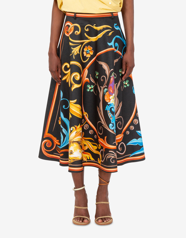 Falda de gabardina de algodón estampada  Moschino 2