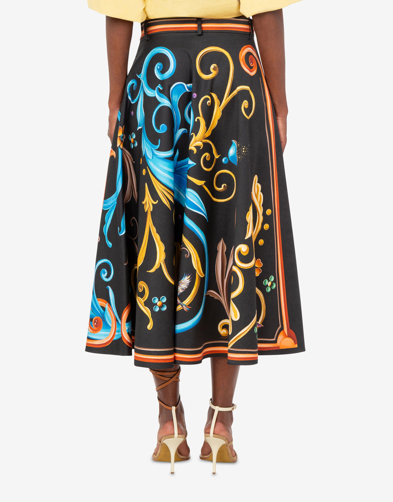 Falda de gabardina de algodón estampada  Moschino 3