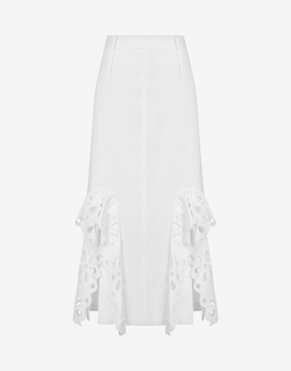 Embroidered Cotton Poplin Skirt White Moschino 0
