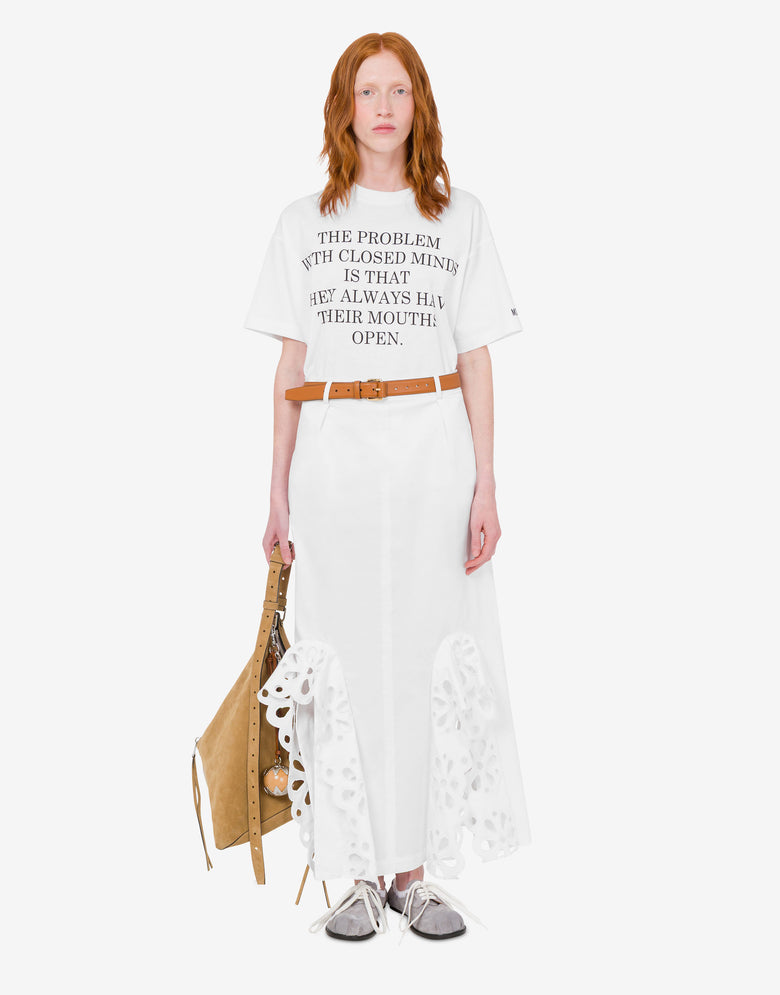 Embroidered Cotton Poplin Skirt White Moschino 1