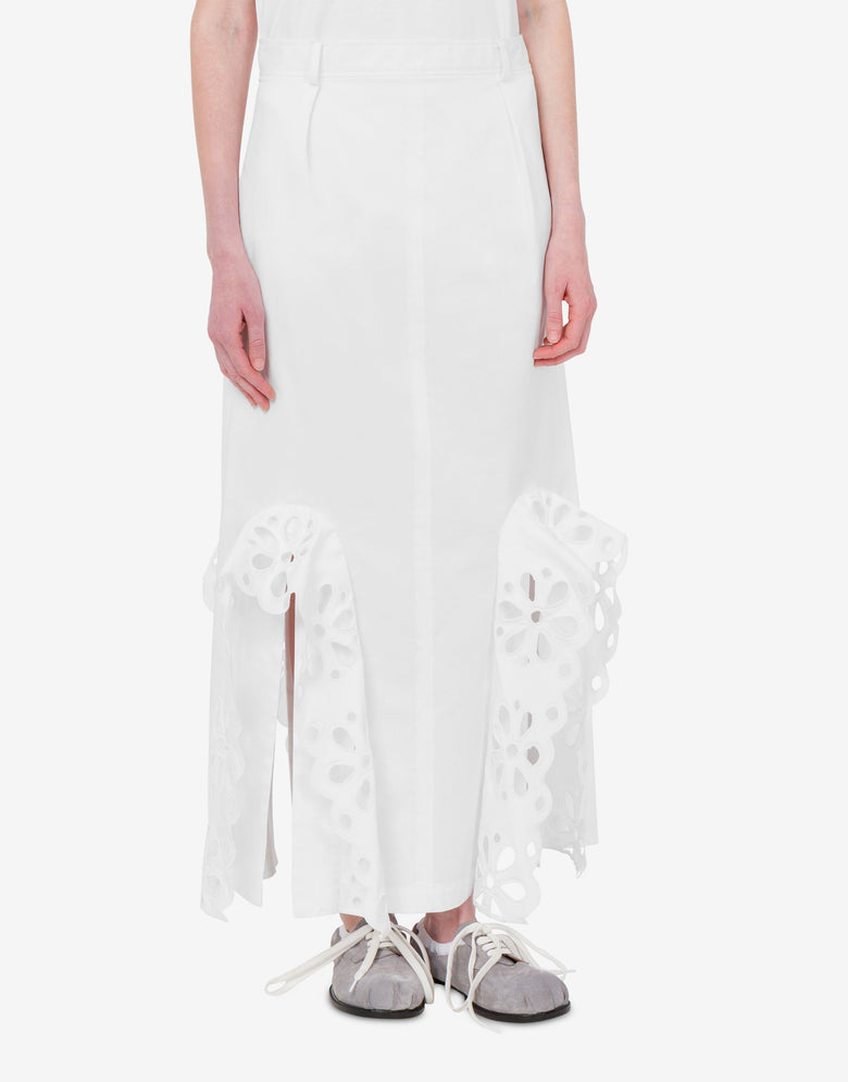 Embroidered Cotton Poplin Skirt White Moschino 2