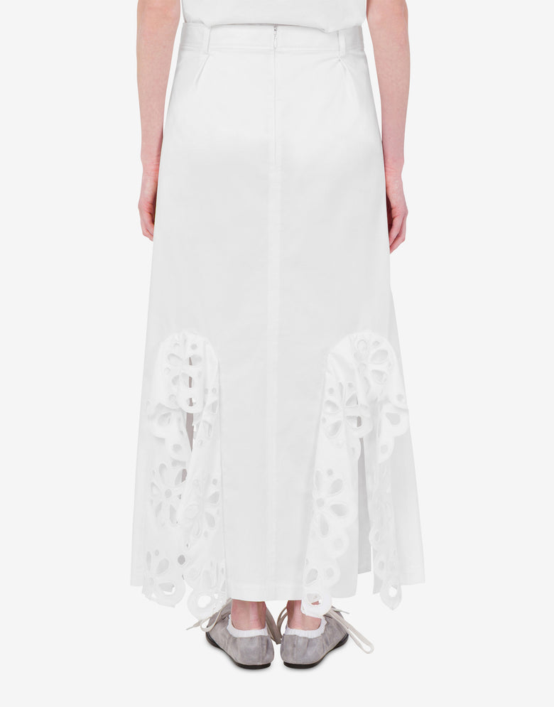 Embroidered Cotton Poplin Skirt White Moschino 3