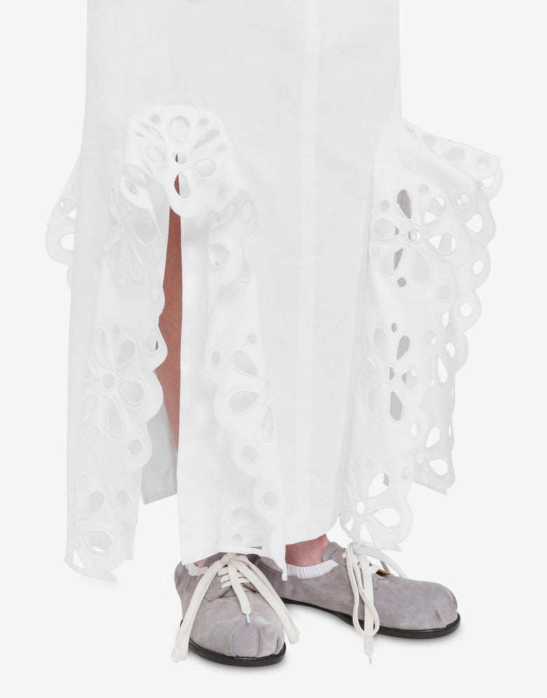 Embroidered Cotton Poplin Skirt White Moschino 4