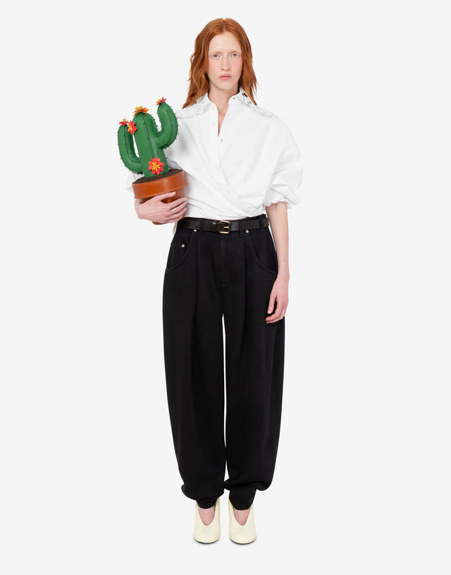 Embroidered Cotton Poplin Shirt White Moschino 1