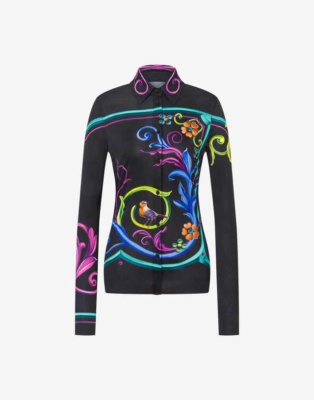 Printed organza shirt Black Moschino 0