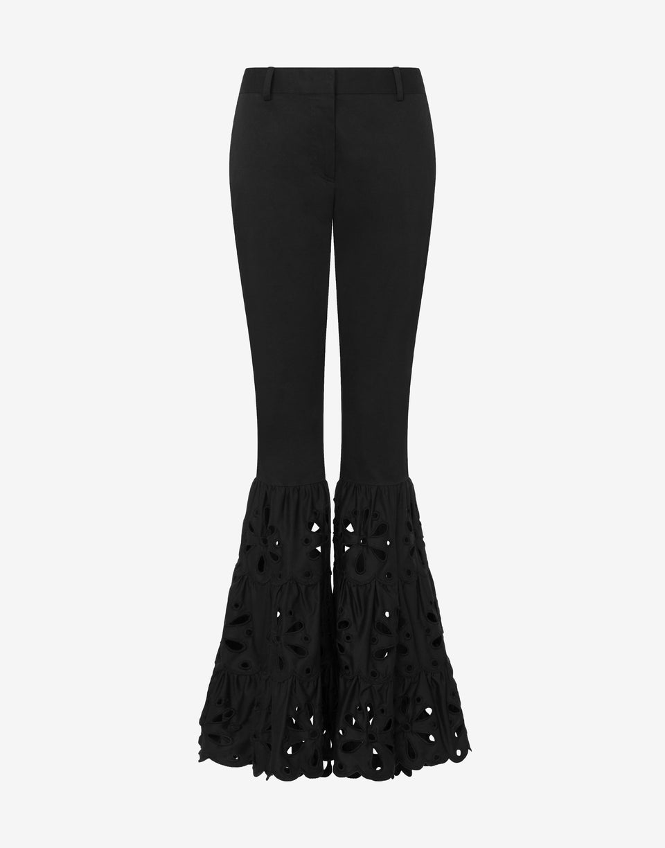 Embroidered cotton poplin pants  Moschino 0