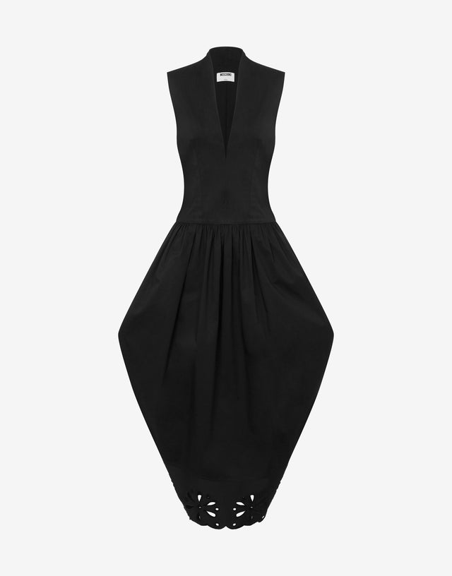Embroidered cotton poplin dress Black Moschino 0