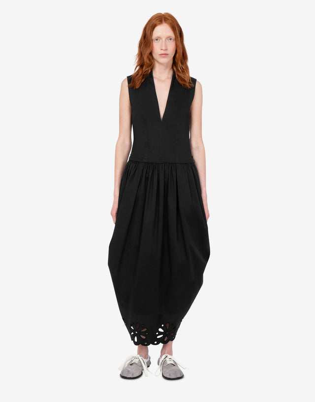 Embroidered cotton poplin dress Black Moschino 1