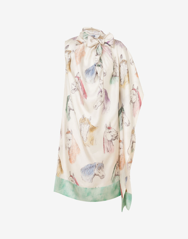 Printed silk twill dress White Moschino 0
