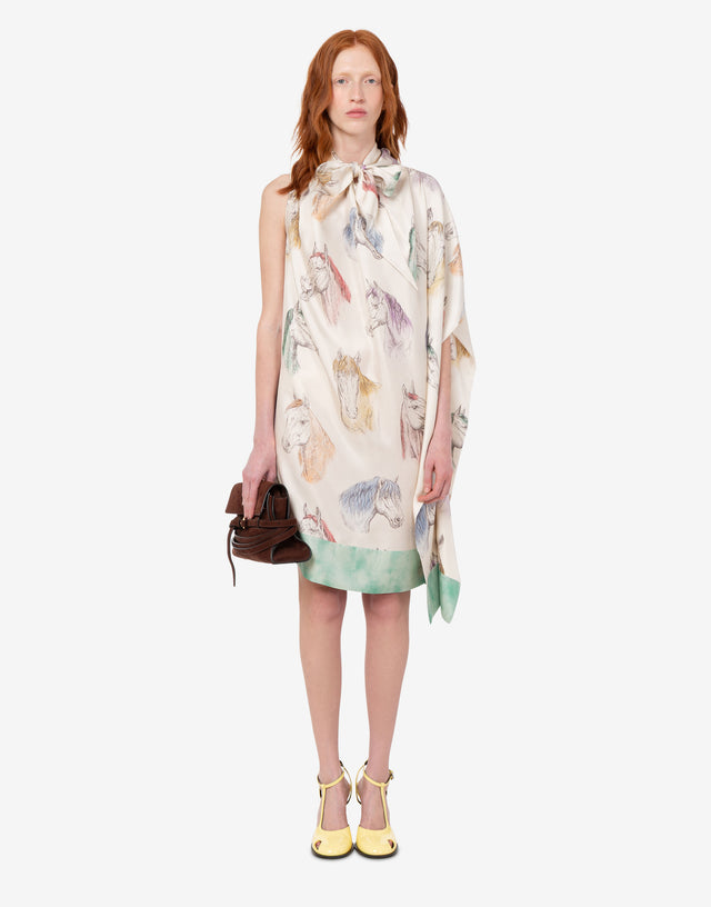 Printed silk twill dress White Moschino 1