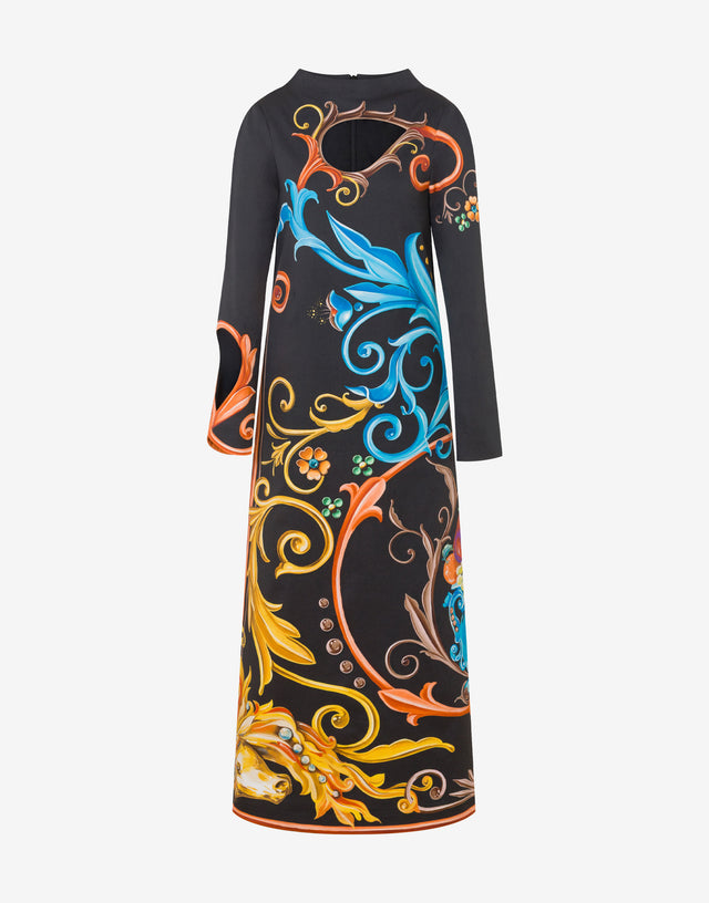 Printed cotton gabardine dress Black Moschino 0