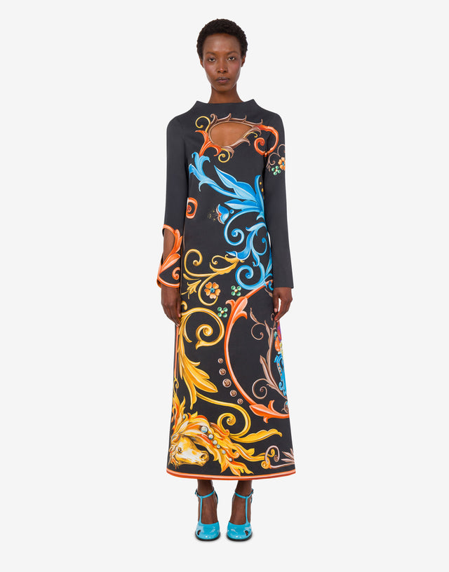 Printed cotton gabardine dress Black Moschino 1