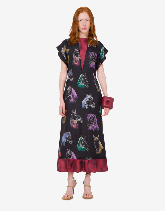 Printed silk twill dress Black Moschino 1