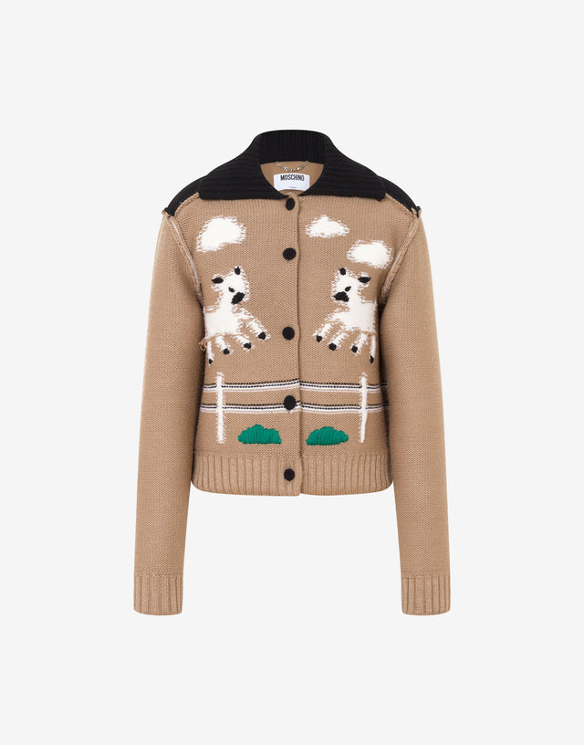 Chaqueta de lana merina extrafina con incrustaciones Beige Moschino 0
